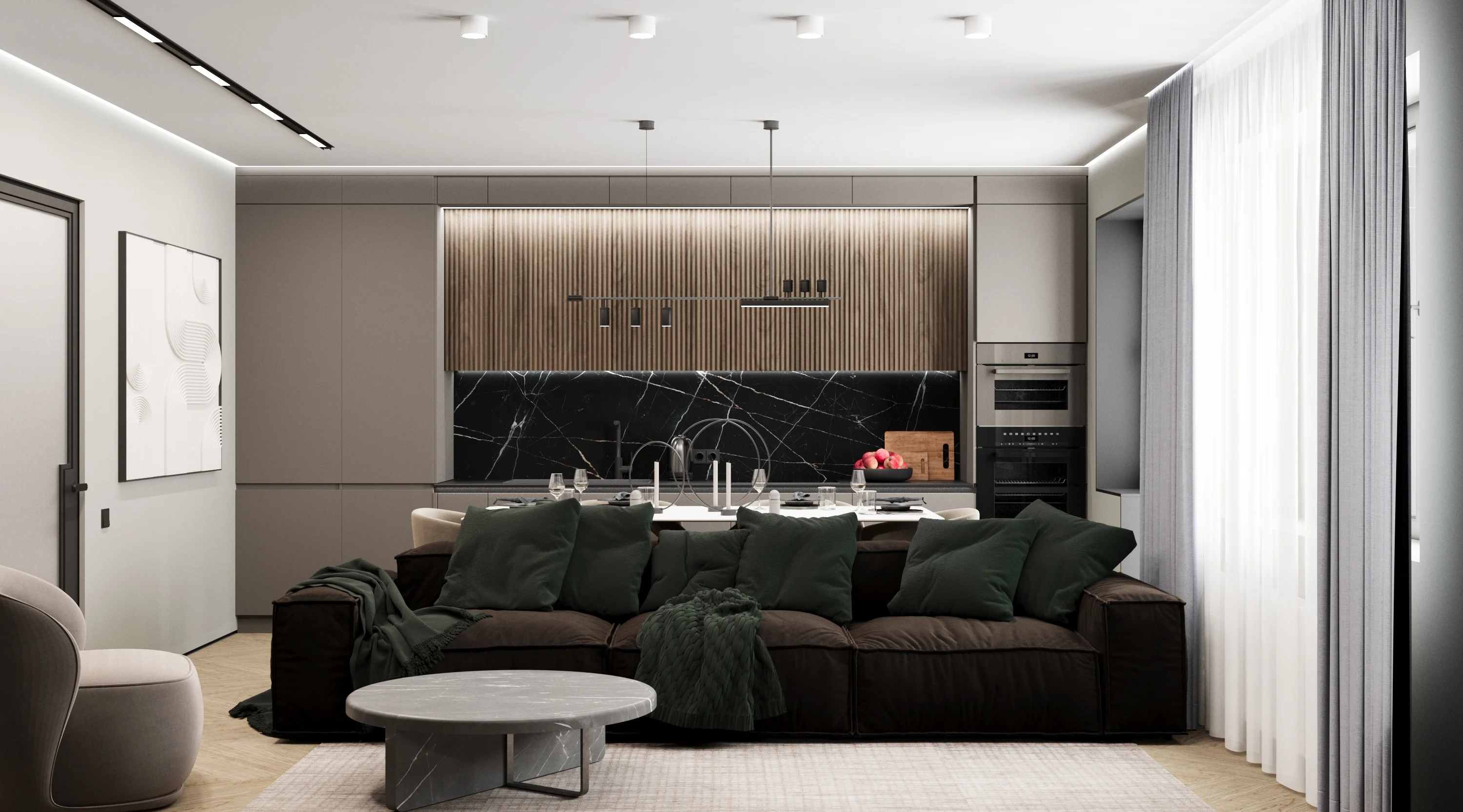 Квартира-студия на Ленина 17 - кухня-гостиная 1