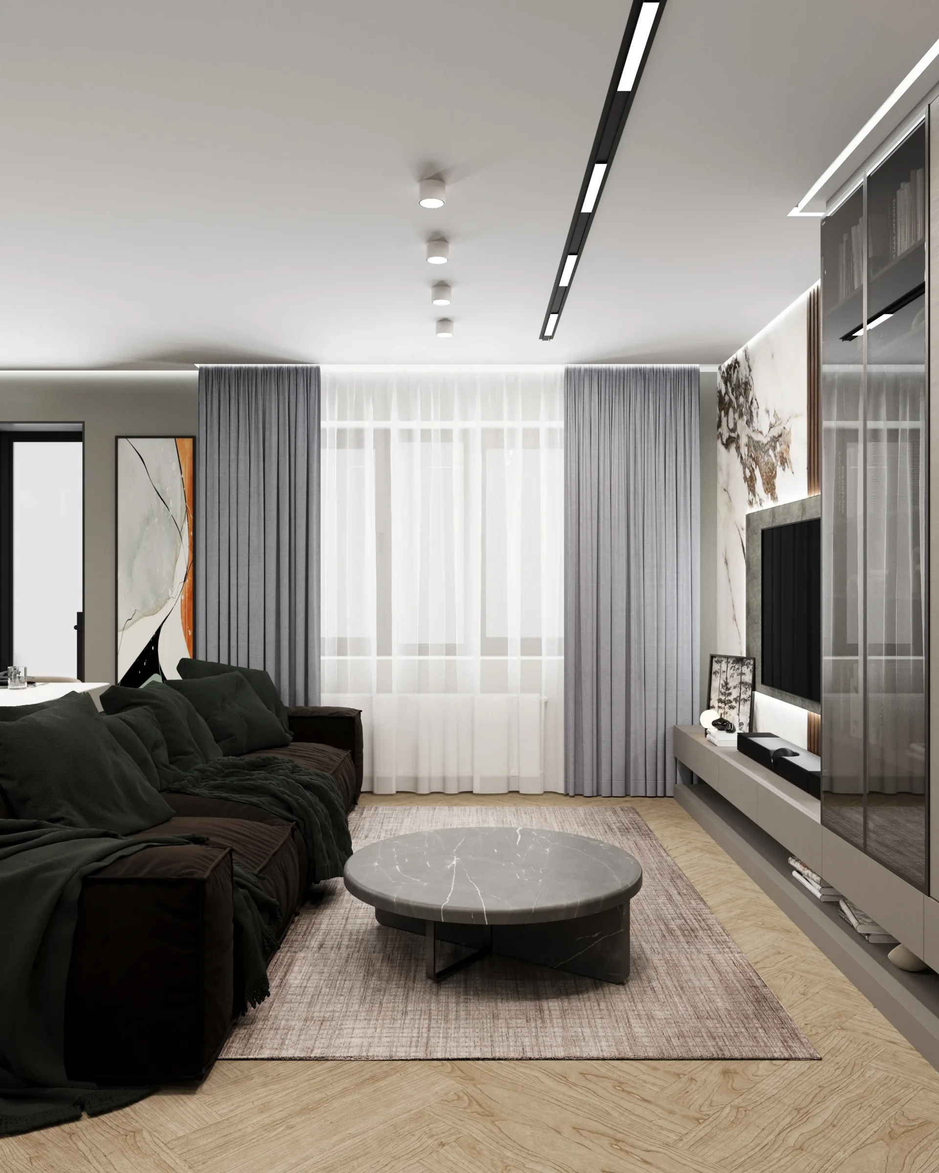 Квартира-студия на Ленина 17 - кухня-гостиная 4