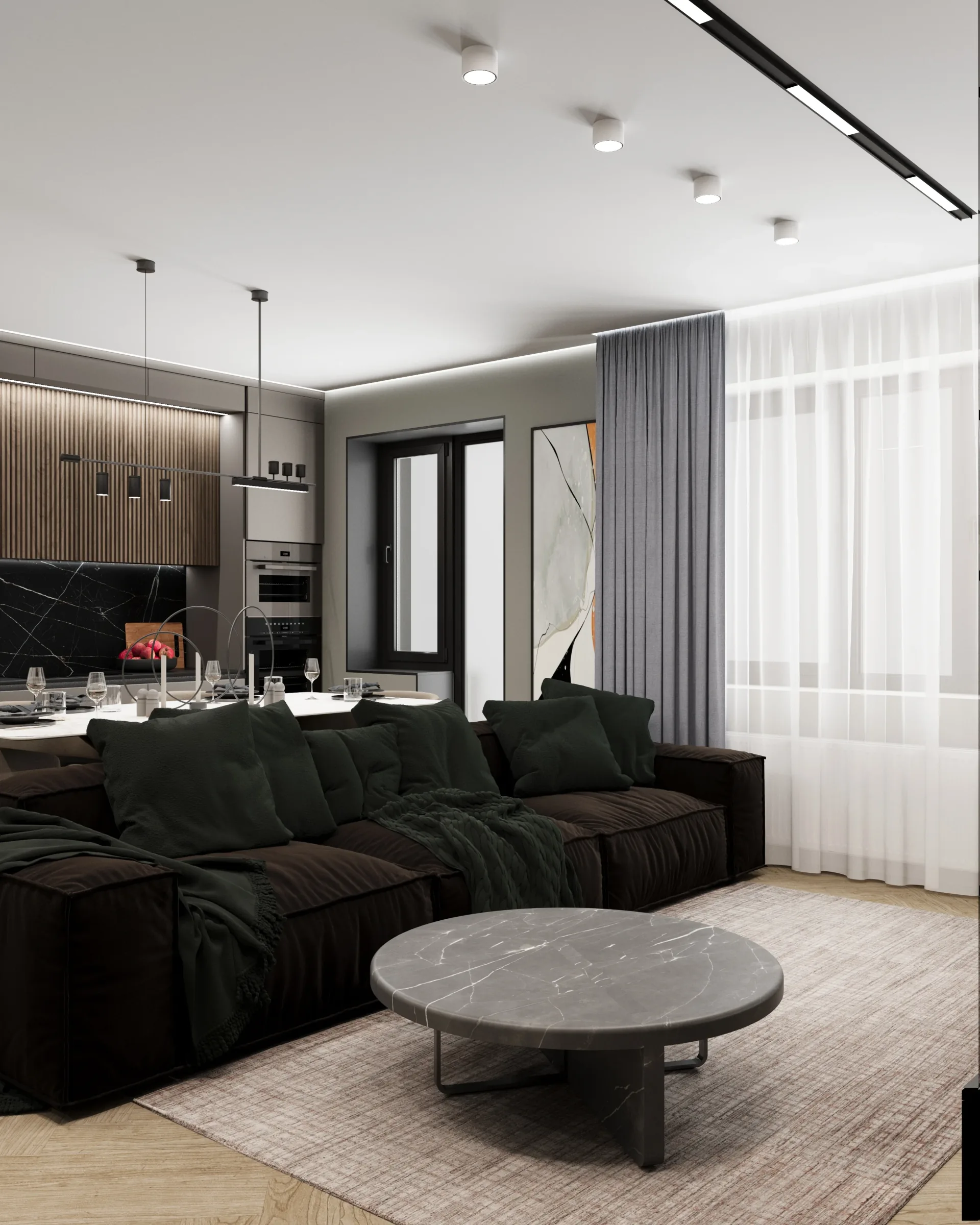 Квартира-студия на Ленина 17 - кухня-гостиная 6